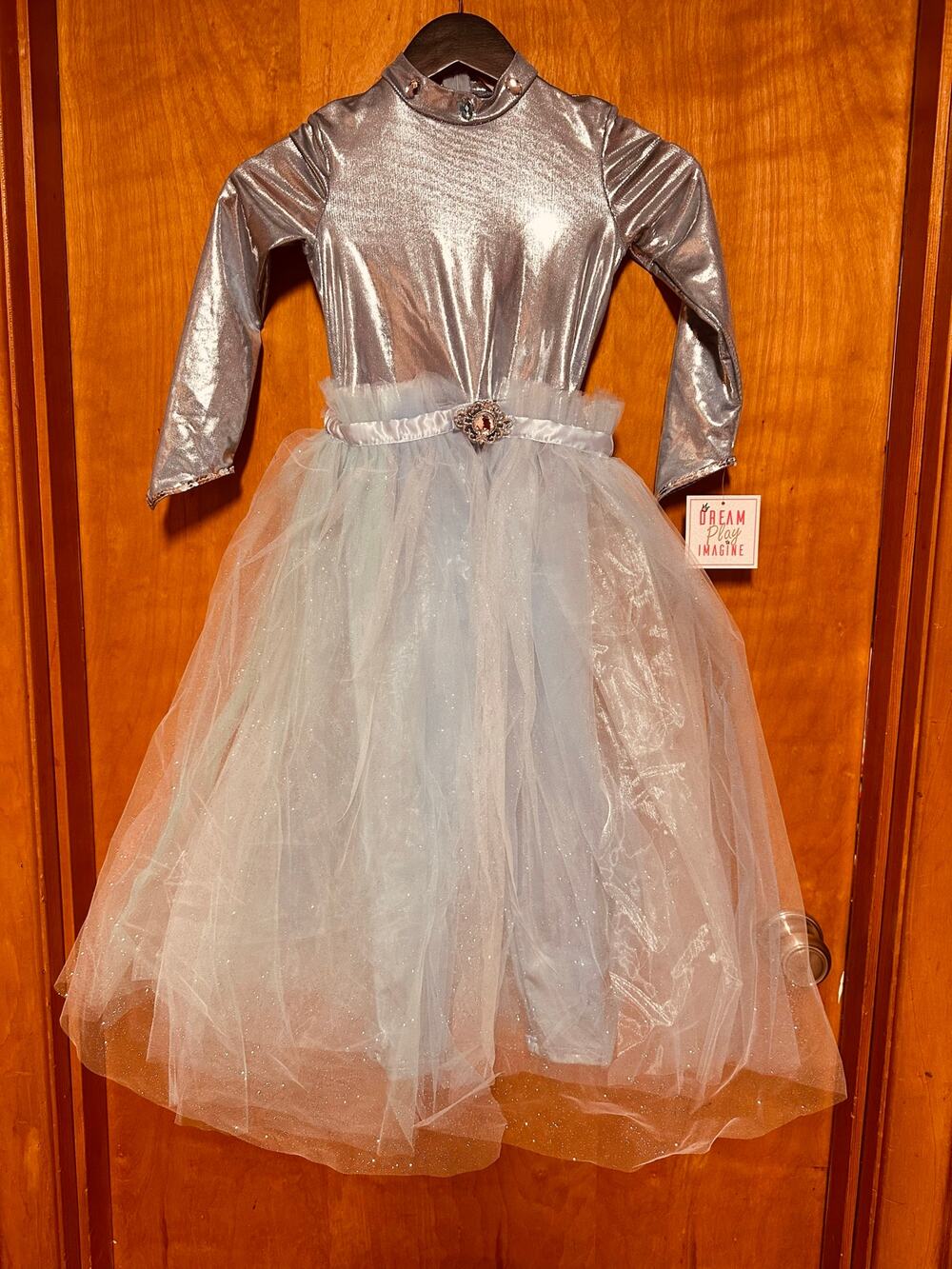 Dream Play Imagine Girl's Dress Up Costume Silver, Blue and White Size M 5/6 NEW